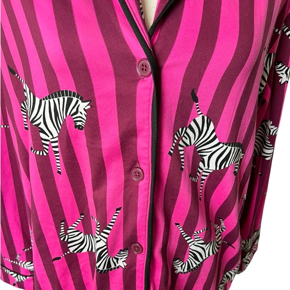 Room Service pink striped zebra pajama set size large sleepwear whimsical - Picture 3 of 10